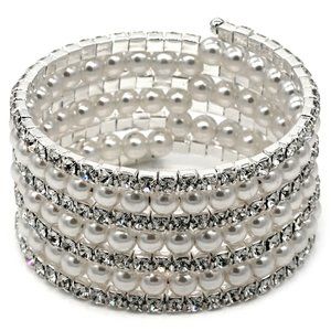 Memory wire bracelet with 7 strands and rhinestones.